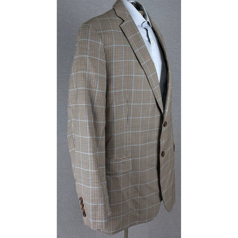 Brooks Brothers‎ 346 Madison Fit Blazer 48R Brown Blue Check Wool Sport Coat